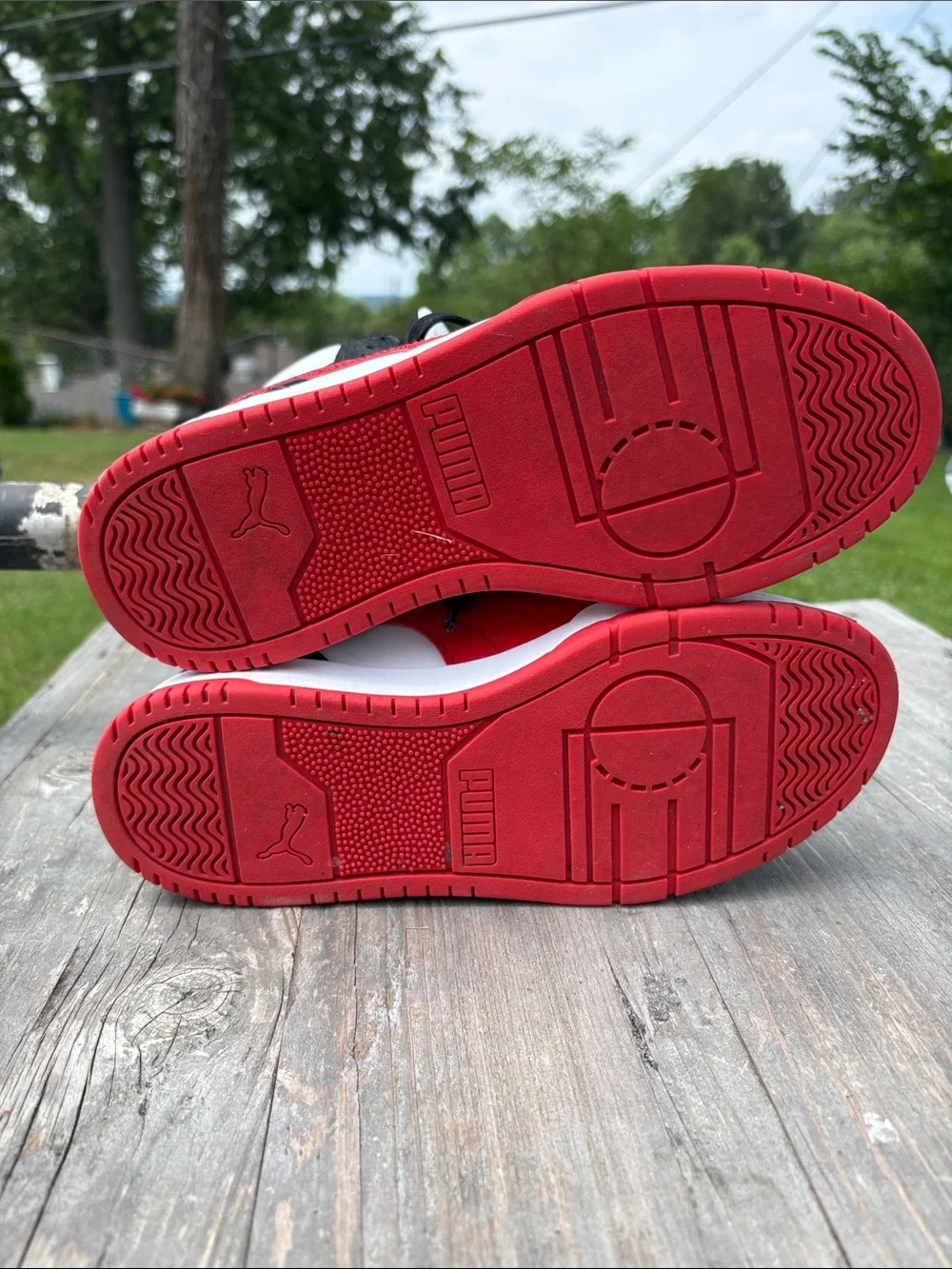 Puma Kids' Black White and Red High-Top Sneakers